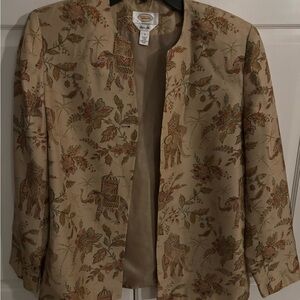 Vintage Talbot's Jacket‎ Womens 4 Pure Silk Asian Elephant Button Up
